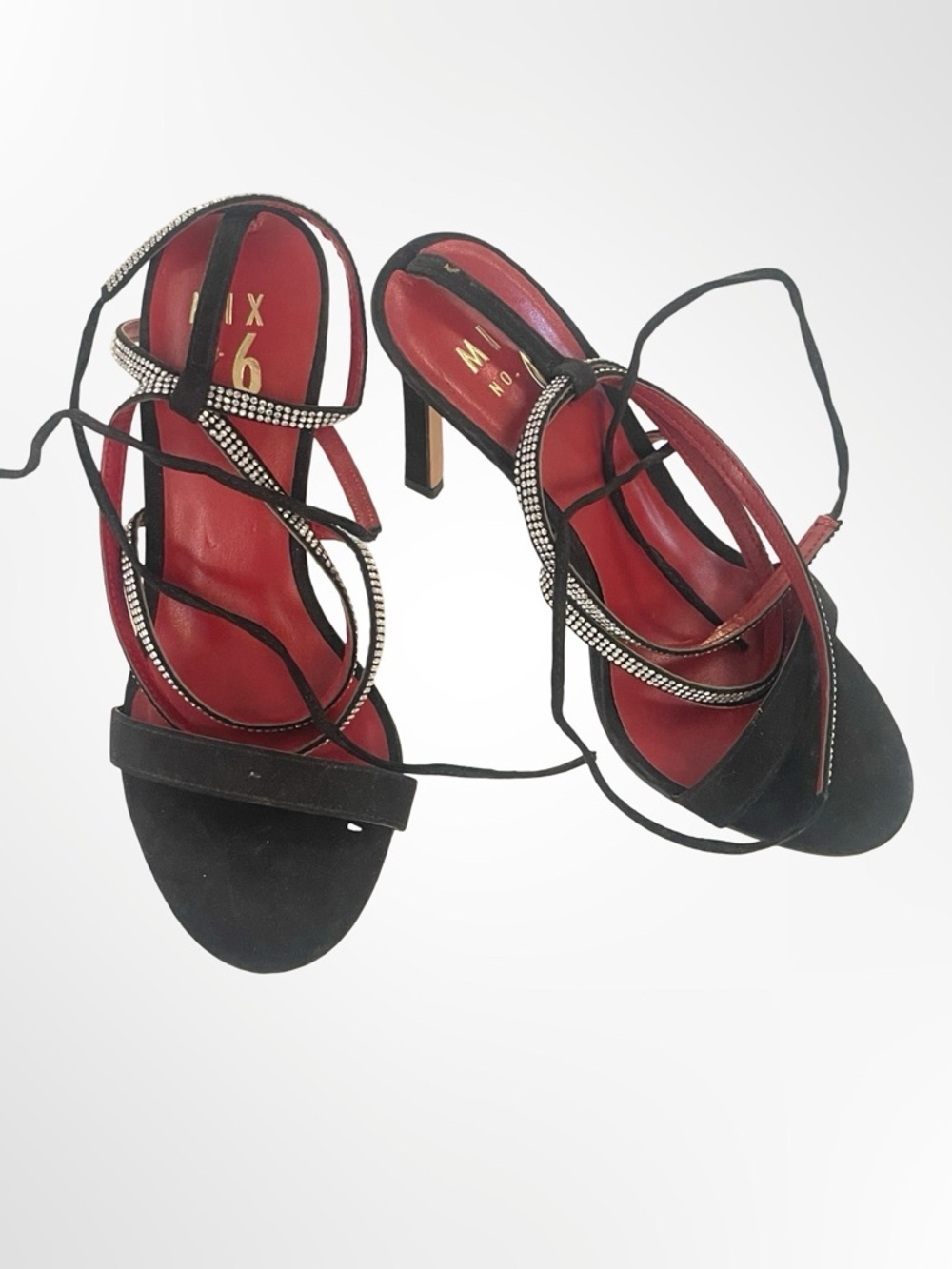 Mix No. 6 Strappy Heel Sandals with Rhinestone Detail in size 7
